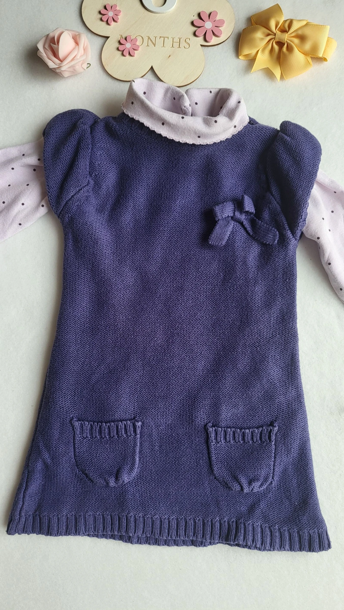 Conjunto vestido e macacão de manga longa 6 meses – photo 2